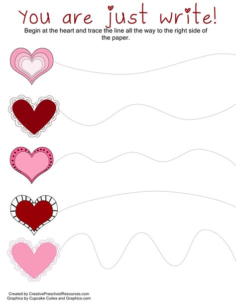 heart tracing worksheets  preschool  tracing generator