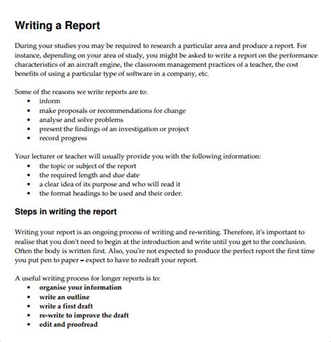 sample report writing format templates