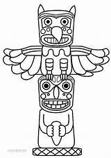 Totem Coloring Pole Drawing Poles Native American sketch template