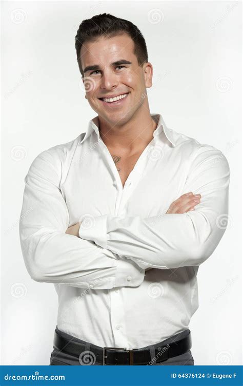 athletic white male  fitted shirt stock photo image  single model