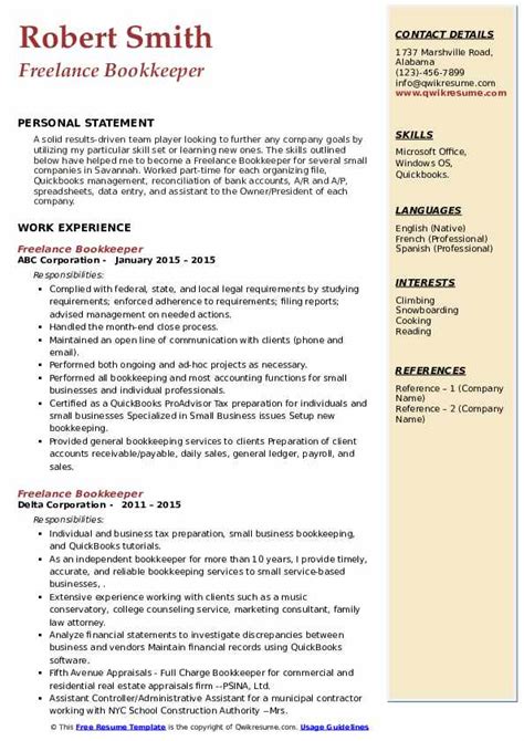 bookkeeping resume sample