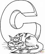 Coloring Cat Letter Pages Printable sketch template