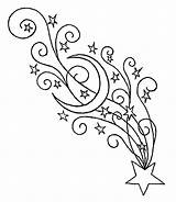 Shooting Star Coloring Pages Moon Stars Drawing Tattoo Nautical Deviantart Drawings Line Clipart Tattoos Designs Printable Sketches Adults Cliparts Cool sketch template
