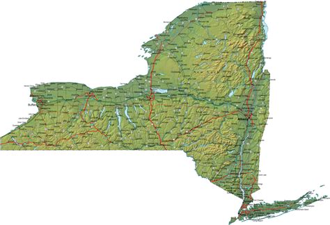 detailed  york map ny terrain map
