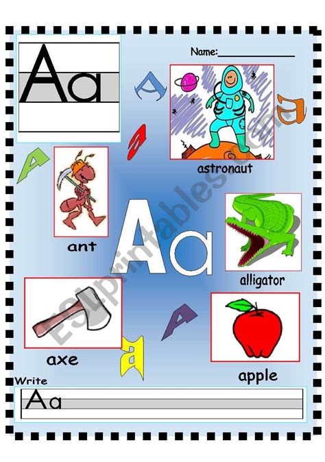 letter aa vocabulary poster  writing worksheet esl worksheet  annyj