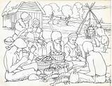 Plantation Plymouth Coloring Book Vintage Pilgrims Story Children Illuminates Visit 1621 Landing Fall After Year sketch template