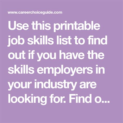 printable job skills list list  skills work skills skills