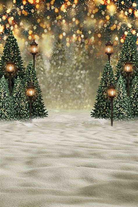 christmas trees outdoor backdrops snowy background  photo shoot