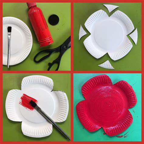 crafts easy paper plate remembrance poppies hodgepodgedays