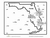 Florida Map Coloring State Pages Cartoon Worksheet Kids Printable Choose Board Worksheets Book Fl sketch template
