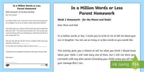 million words  lesstell    child parents homework
