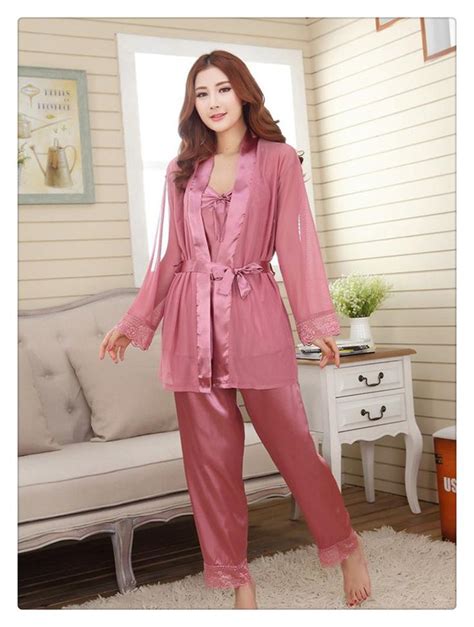 new style women silk pajamas sets spring summer design elegant lace