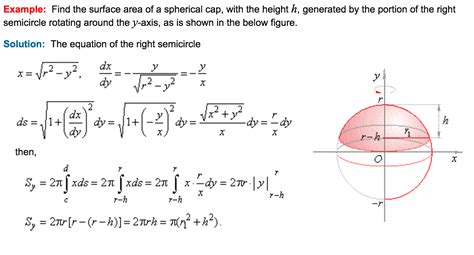 calculus   find  surface area   spherical cap  integration mathematics stack