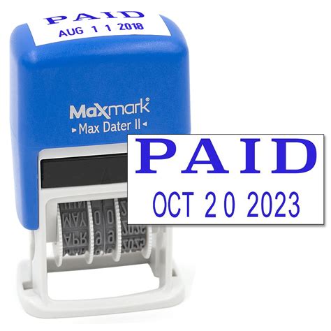 maxmark  inking rubber date office stamp  paid phrase date