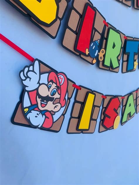 Super Mario Birthday Banner Etsy Mario Birthday Banner Mario Bros