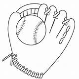 Baseball Glove Coloring Drawing Ball Printable Bat Pages Clipart Sports Mitt Cartoon Cliparts Helmet Diamond Kids Print Fathers Library Father sketch template