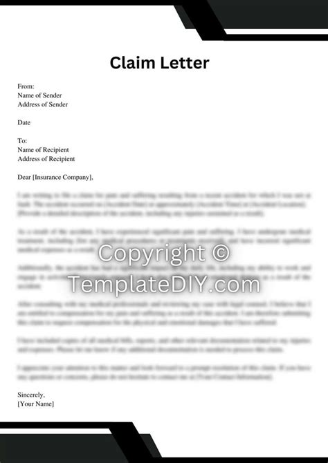 pain  suffering claim letter sample   word lettering pain
