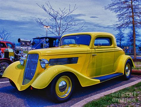 classic car yellow hot rod hdr photograph  al nolan pixels