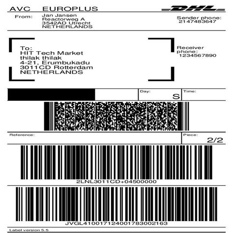 international shipping label template