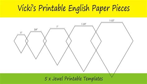 multiple sized printable jewel shapes  english paper etsy english