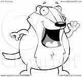 Waving Badger Pudgy Cartoon Clipart Vector Outlined Coloring Thoman Cory Illustration Royalty sketch template