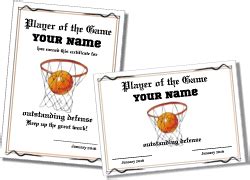 basketball certificate templates  personalize  print