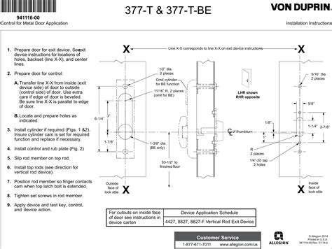 von duprin    control     vertical rod installation instructions