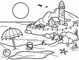 Drawing Scenery Outline Kids Summer Season Getdrawings sketch template