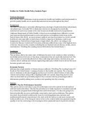 wkprojdocx outline  public health policy analysis paper problem