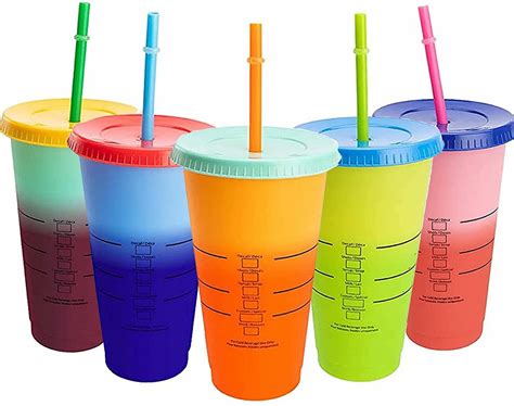 oz color changing tumblers cups  measure  lids  straws
