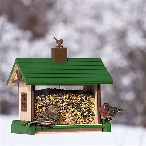 mountain lodge wood bird feeder