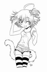 Coloring Pages Anime Cat Girl Getcolorings Print Color Printable sketch template