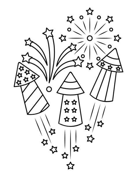 printable fourth  july fireworks coloring page