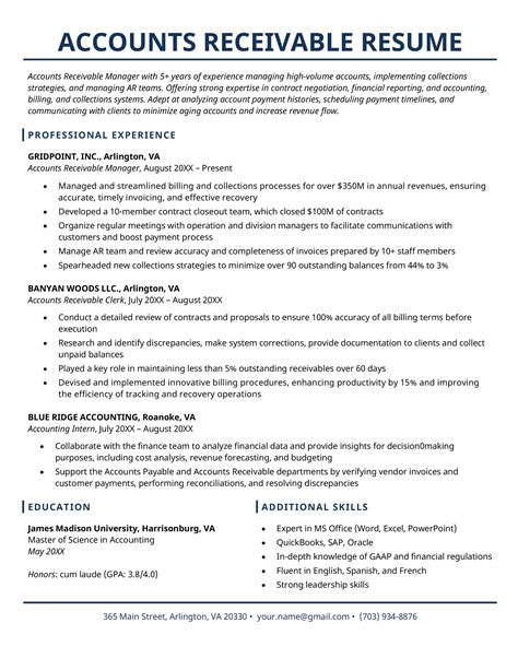 accounts receivable manager resume yeitetc