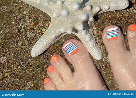 marine nail design stock image image  summer close