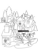 christmas village coloring page christmas tree coloring pages tree