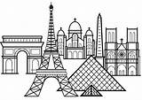 Eiffel Monuments Erwachsene Louvre Adulti Triomphe Arc Adultos Malbuch Fur Justcolor Coloriages Stampare Célèbres Francese Pyramide Cathédrale Sacred Basilica Dibujo sketch template
