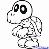 Mario Coloring Koopa Bones Dry Pages Bros Troopa Characters Super Game Drawing Paper Draw Star Printable Kids Drawings Cancer Step sketch template