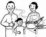 Cocinando Familia Hambre Hija Dibujosa Cholo sketch template