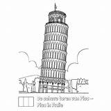 Toren Pisa Italie Scheve Leukvoorkids Voorbeeldsjabloon Beroemde sketch template