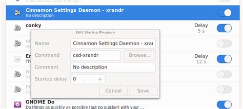 cinnamon adding  accidently removed startup application unix