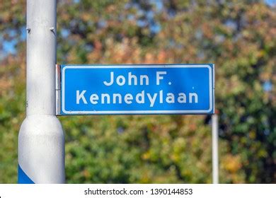 street sign john  kennedylaan apeldoorn stock photo  shutterstock