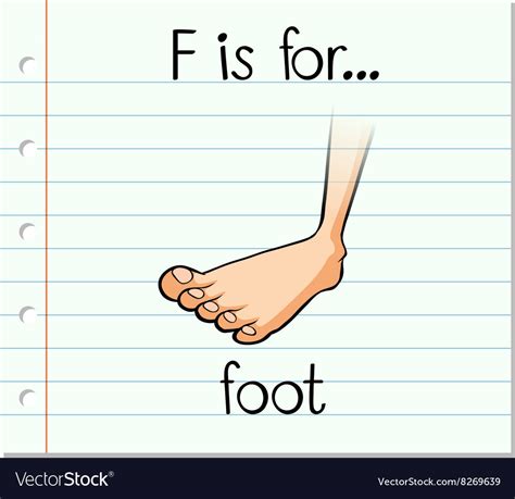 flashcard letter    foot royalty  vector image