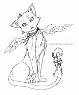 Cat Winged Coloring Wings Pages Lineart Drawing Deviantart Color Getcolorings Group Getdrawings Chat sketch template