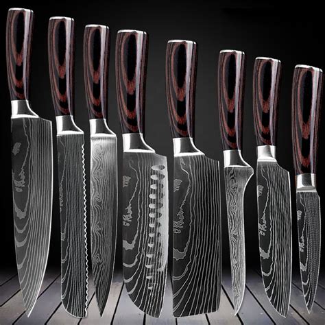 8pcs kitchen chef knives set 8 inch japanese 7cr17 440c high carbon