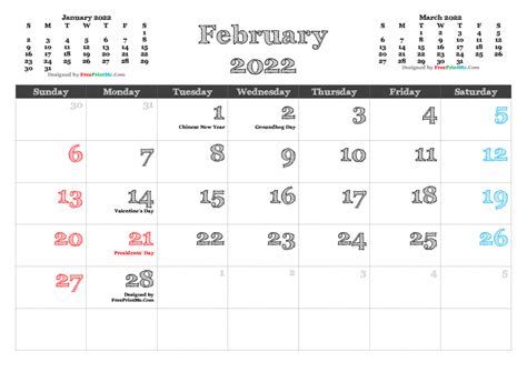 printable february  calendar   image