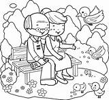 Coloring Pages Grandparents Couple Bench Kids Printable Old Sitting Clip Book Park Illustrations Mom Vector 30seconds Grandpas Grandmas Fun Printables sketch template