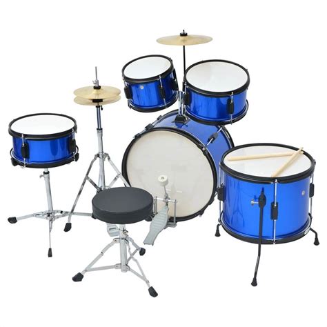 complete drum kit powder coated steel blue junior