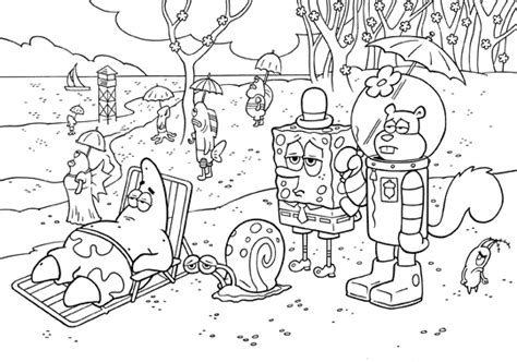 residents of bikini bottom coloring pages cartoon