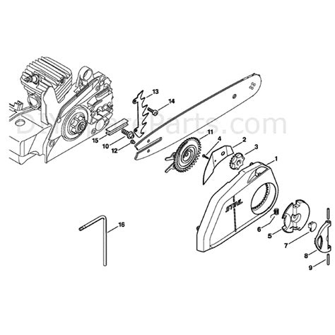 stihl ms  chainsaw ms  parts diagram quick chain tensioner